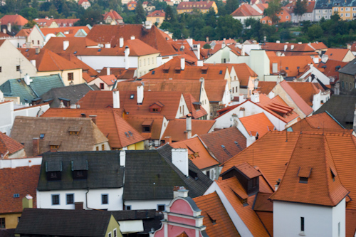 Český Krumlov - roofs in the city centre