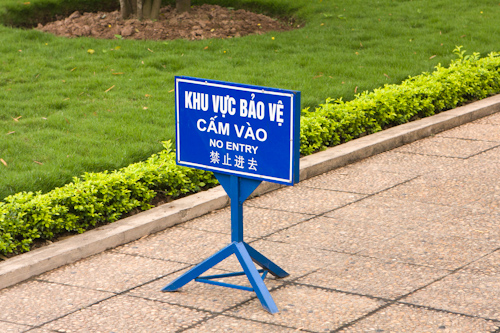No entry - gardens around Ho Chi Minh Mausoleum in Hanoi, Vietnam