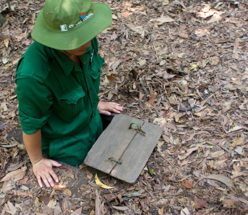 Vietcong soldier - demonstration at Chu-chi tunnels